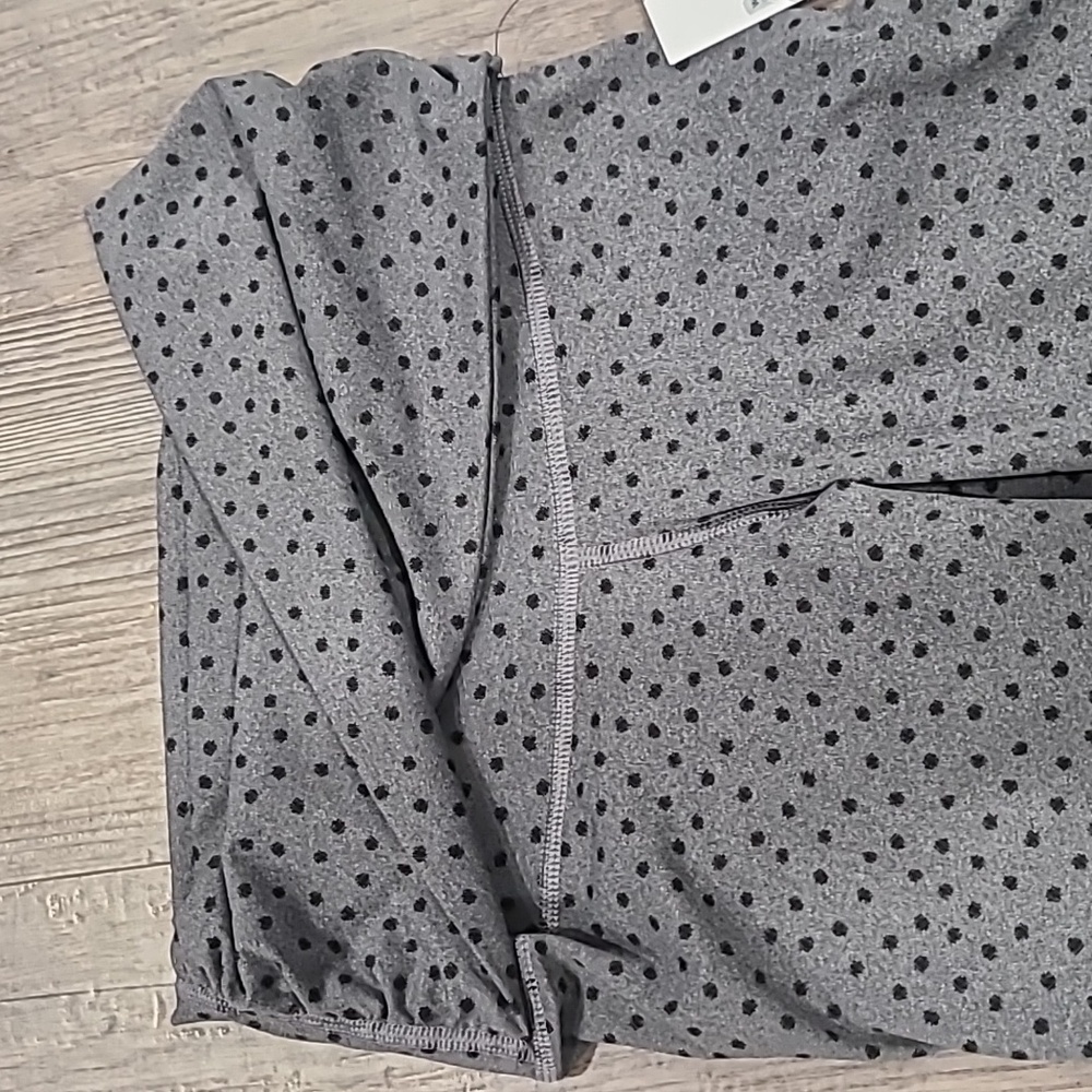 NIKE Gray Overlapping Waistband Polka Dot Yoga Leggings Size XS - Picture 5 of 6